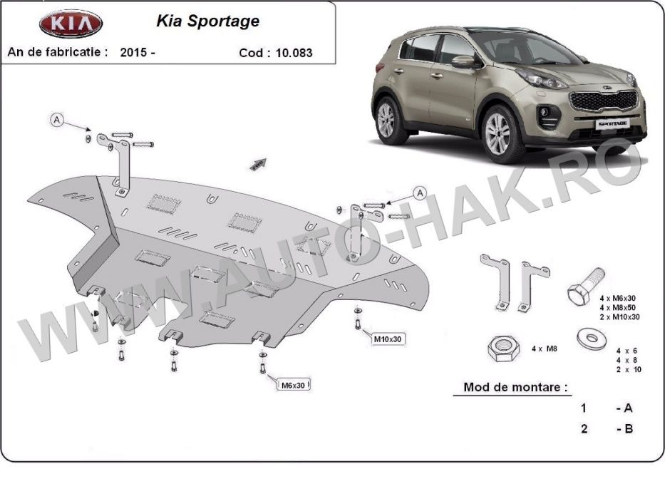 Scut motor metalic Kia Sportage 2015-prezent