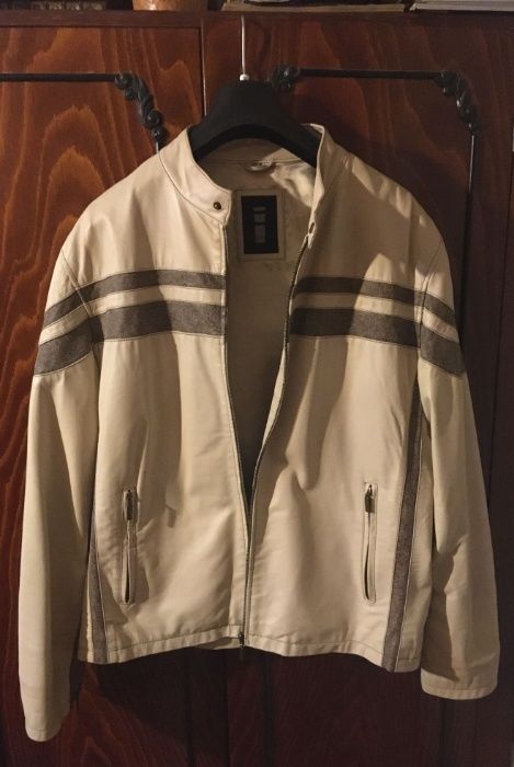 Geacă Eastwind PIELE ALBĂ mărime mare 60 (XXXL) cu tunică IMPECABILĂ!!