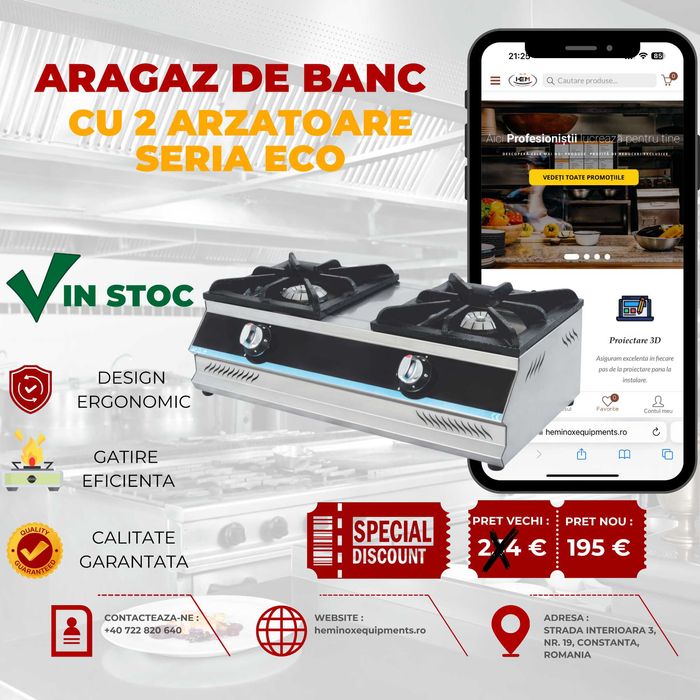 Aragaz De Banc Inox cu 1Arzator,2Arzatoare,3Arzatoare,4Arzatoare Gaz
