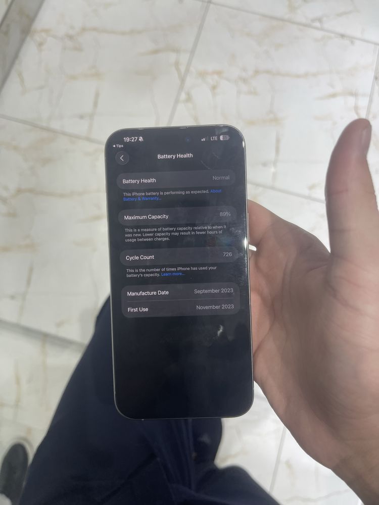 Iphone 15 pro max 256 950$ kelishamiza 89%