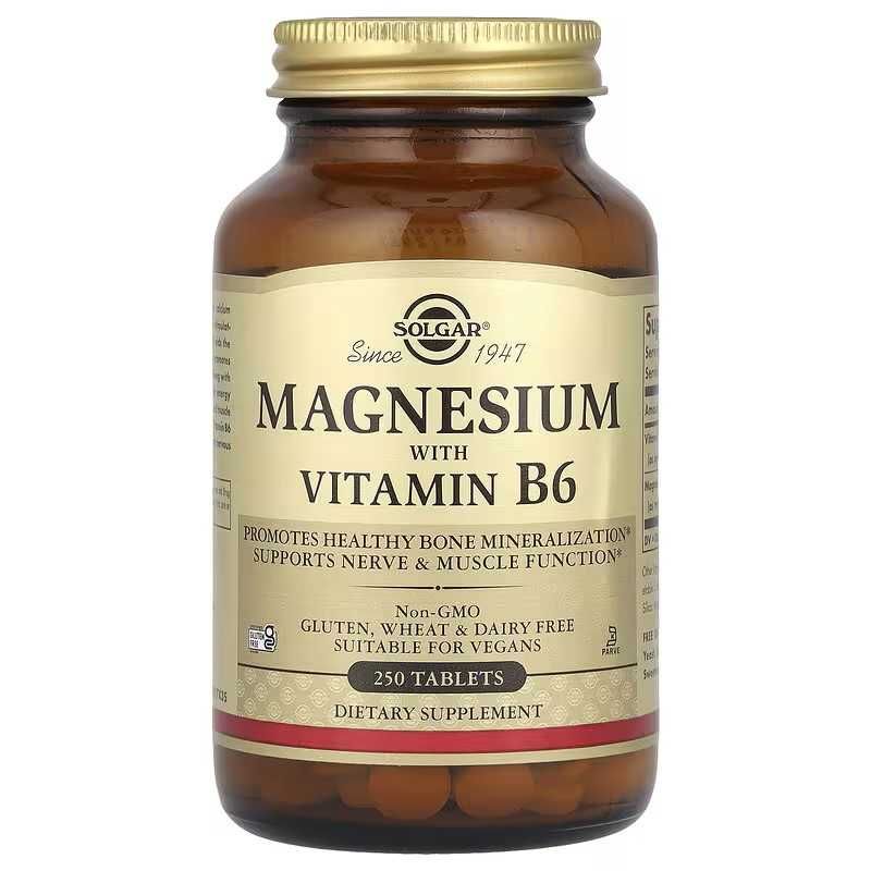 Solgar Magnesium Vitamin B6, Магний с витамином B6 100 и 250 таблеток