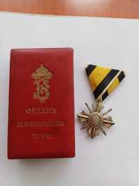 Орден за Военна Заслуга 6 степен с корона храброст медал цар Борис