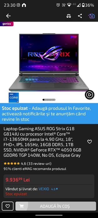 Laptop Gaming ASUS ROG Strix G18 G814JU
