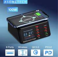 зарядное устройство 100W QC3.0 PD3.0 8 порт беспроводная зарядка