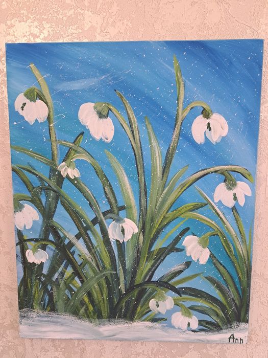 Картина на холсте цветы весна подснежники