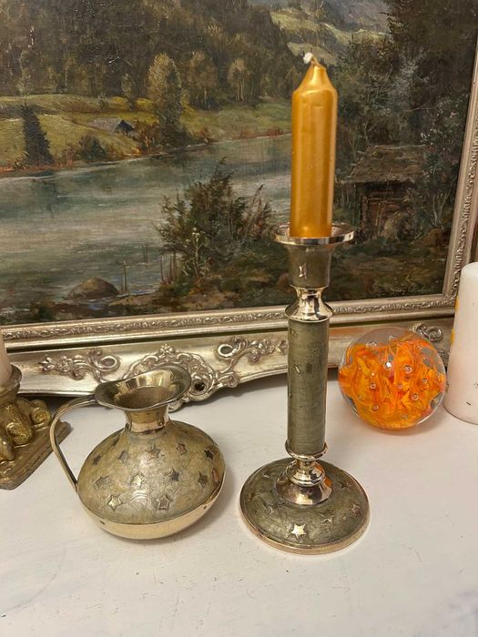 DN220 Set 2 obiecte frumoase de bronz cloisonne stelute 700g 10si20cmh