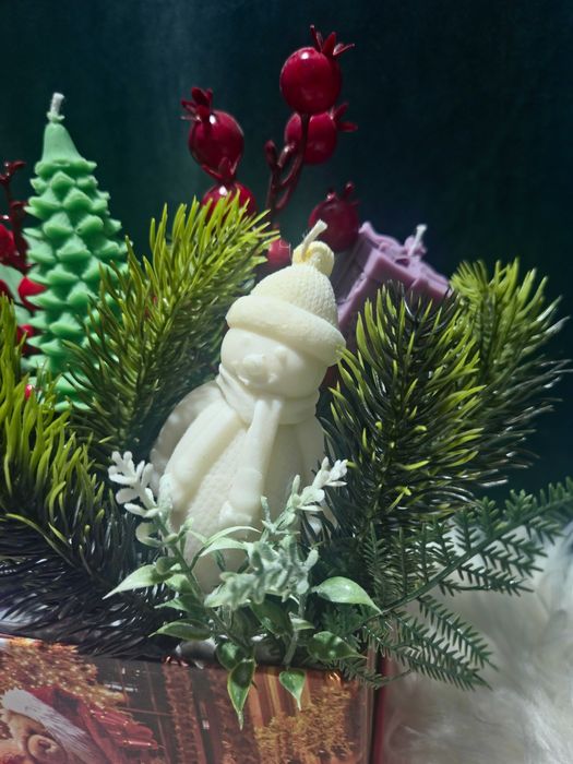 Коледна аранжировка „Зимна кутия“ – ръчна изработка