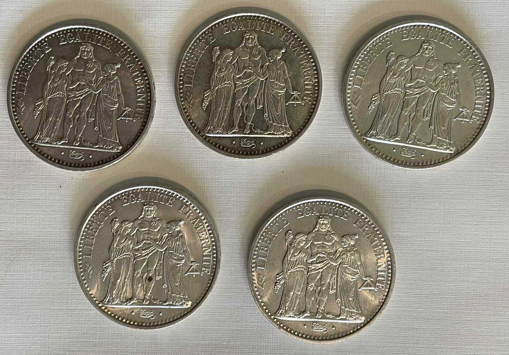 6 X 10 Francs -stare excelenta, argint