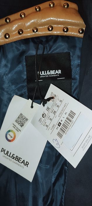 Trench clasic Pull Bear cu eticheta mărimea S, albastru închis, model