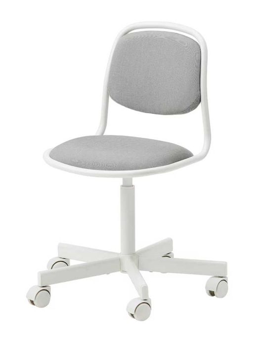 Scaun de birou ergonomic pentru copii, alb cu gri