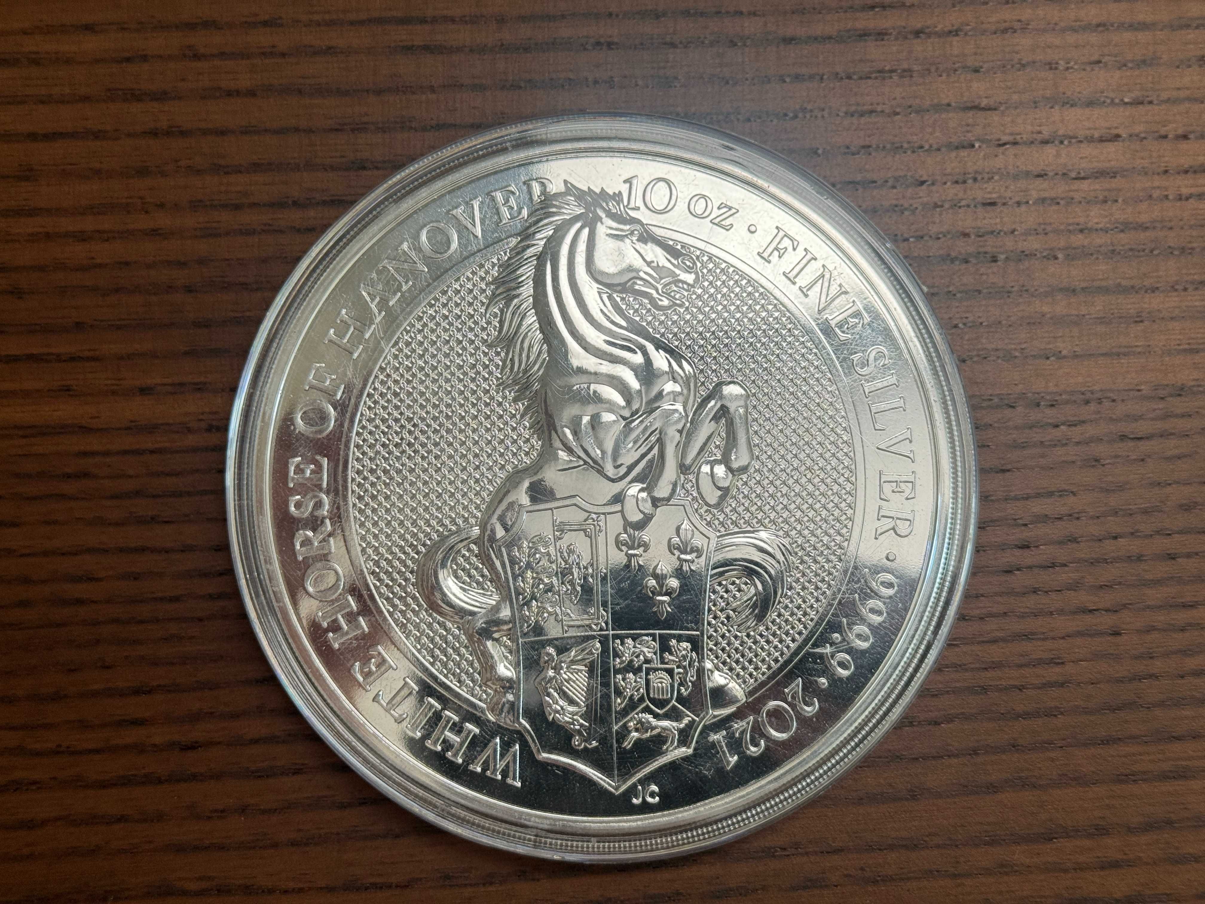 Vând monedă de argint White Horse, 2021, puritate 999.9%, încapsulată