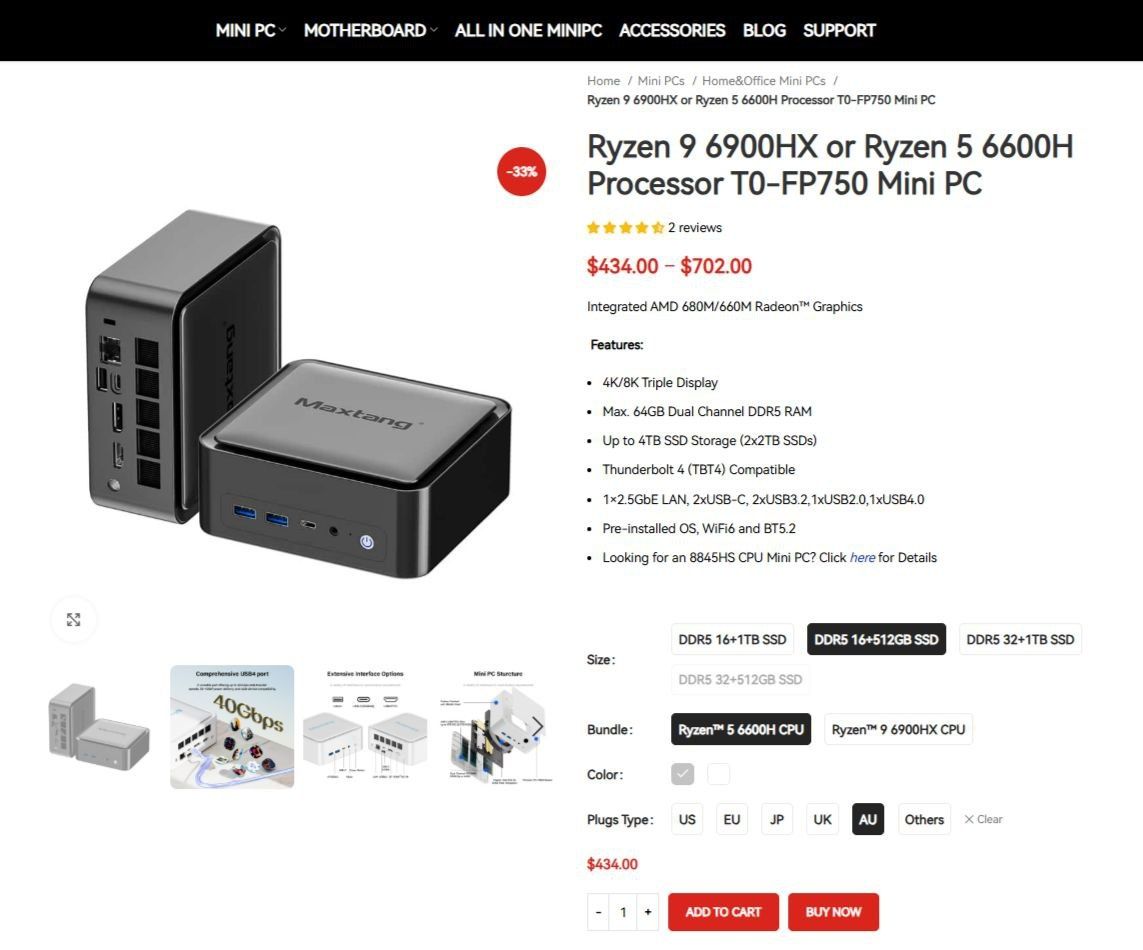 Мощный мини ПК ryzen 6600h ddr5 16gb