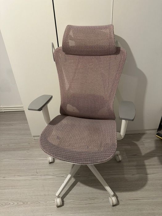 Scaun de birou ergonomic, Bedora Fusion, mesh, roz