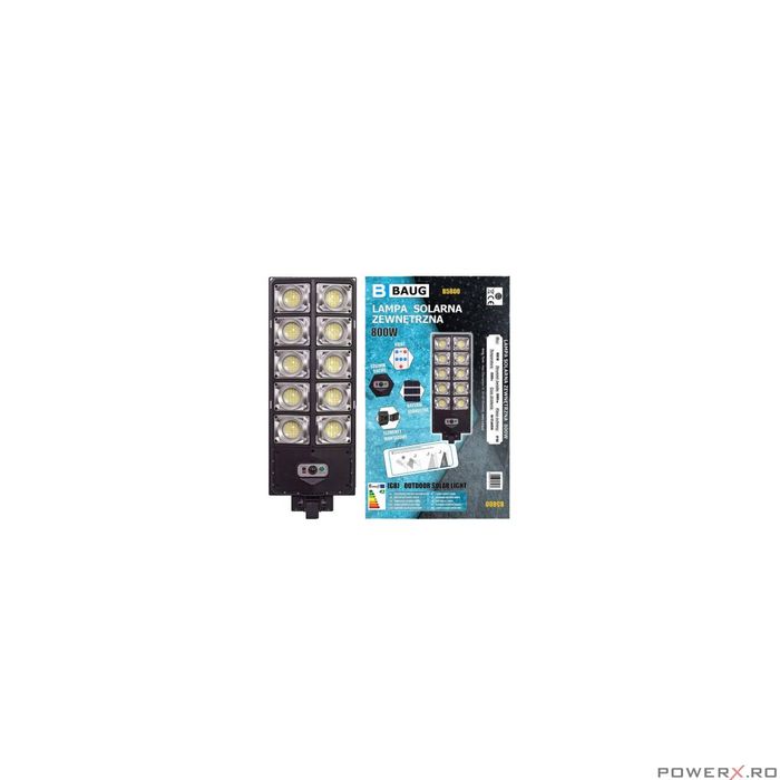 Lampa cu incarcare solara, pentru exterior, proiector 800 W 3000 lm,