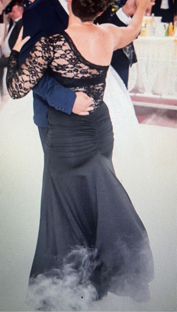Asos rochie neagra nasa gala dantela lunga M/L