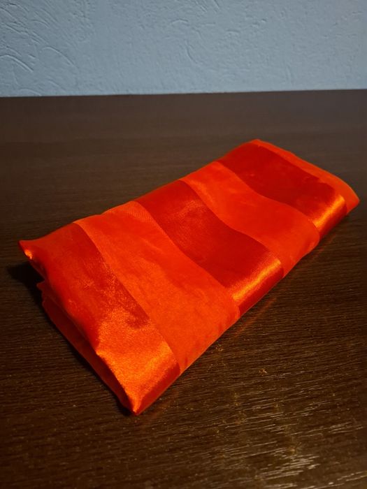 Eșarfă / Șal Mare din Satin (Roșu Aprins/Portocaliu) - 97x103 cm
