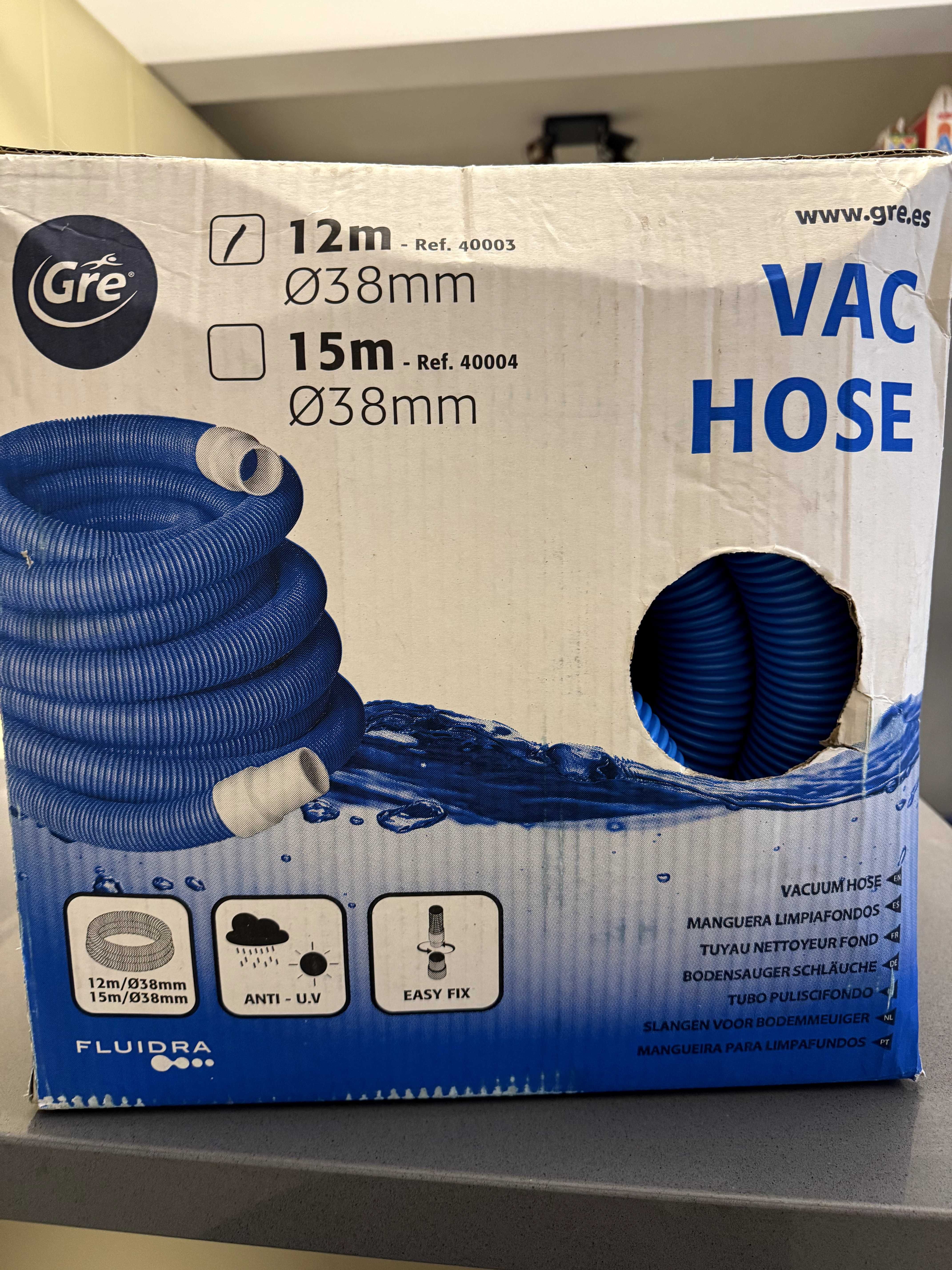 Furtun curatare/aspirare piscina 12m diametru 38mm Gre/Astralpool