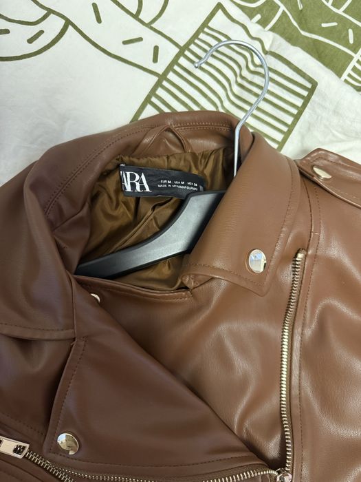Кожено яке Зара/Zara в кафяво