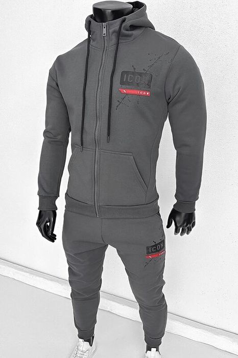 Мъжки ватиран спортен комплект с гумирано лого ICON