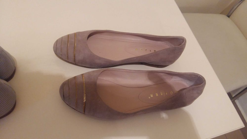 Balerini piele italienesti gri si roz 1+1