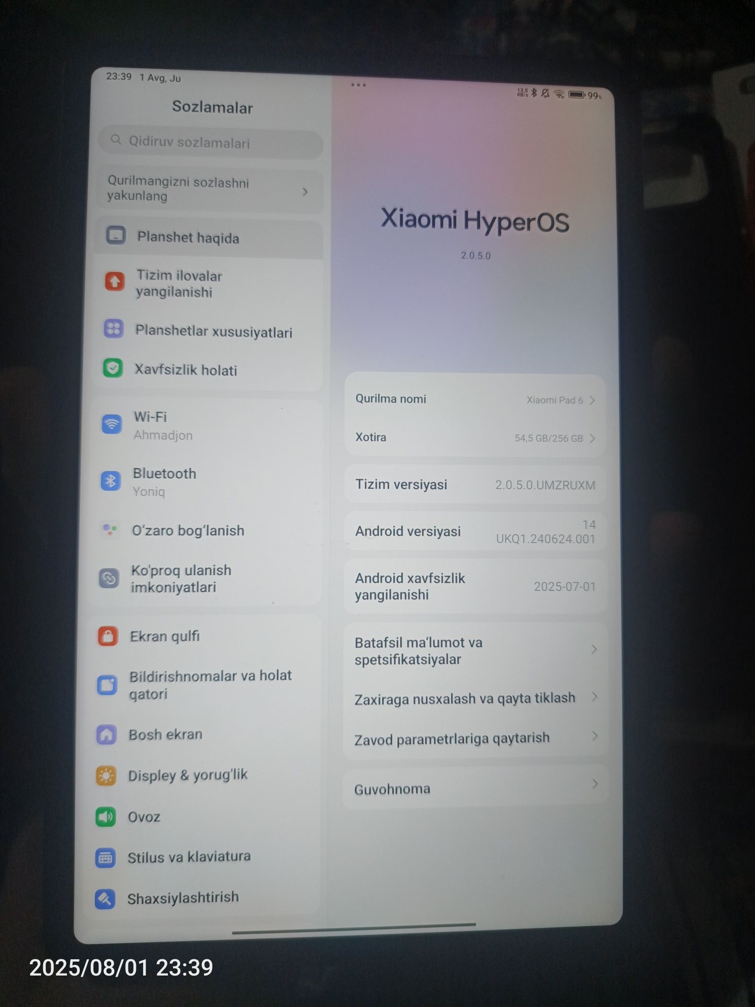 Xiaomi pad 6. 256