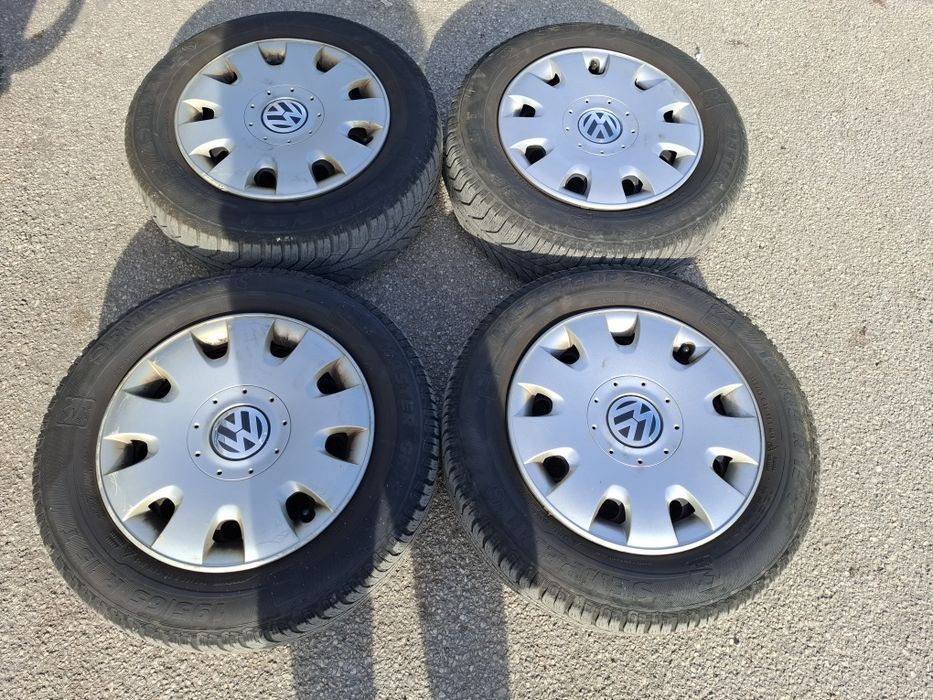 Метални джанти 5×112/15" със зимни гуми 195/65/15" + тасове