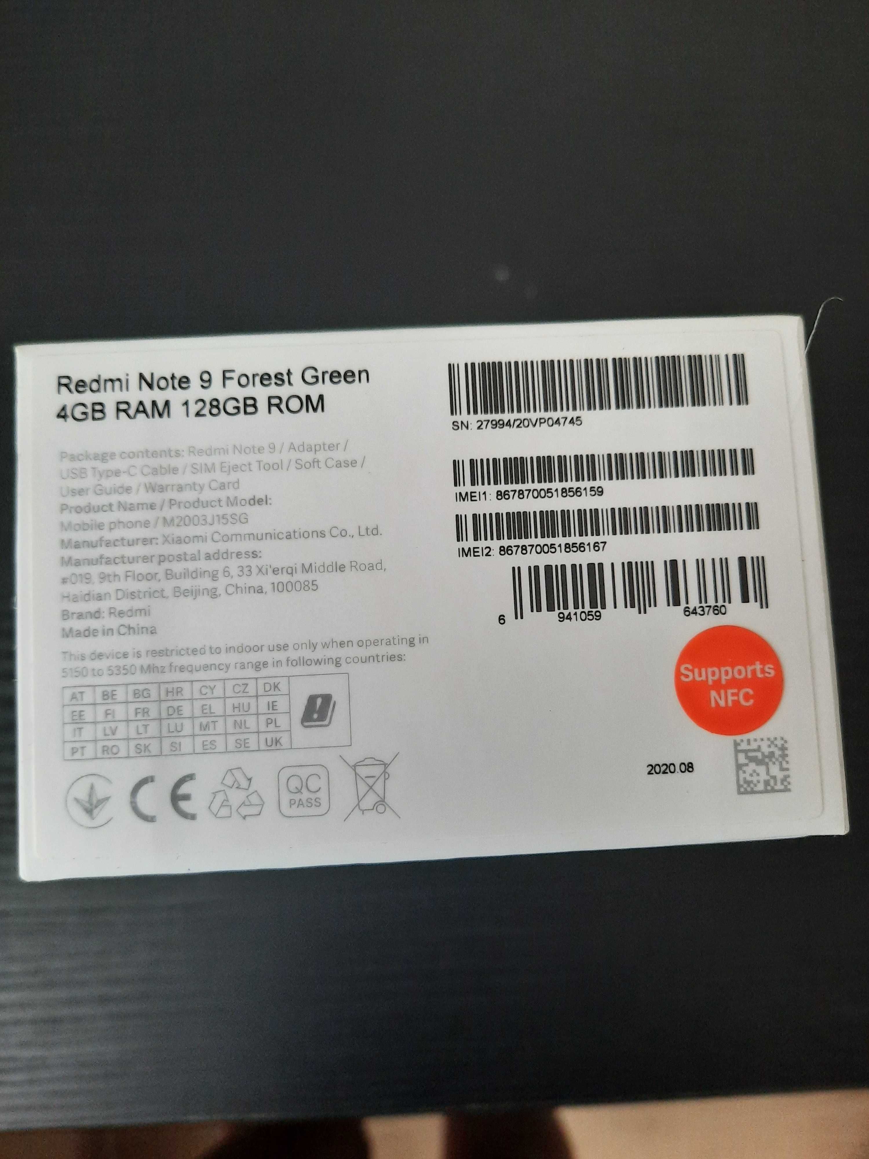 Продавам телефон Xiomi Redmi note 9