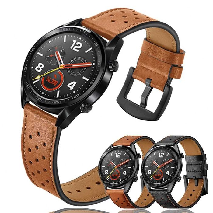 Curea piele maro 22mm ceas Huawei Watch GT2 Pro GT3 GT4 Samsung Watch