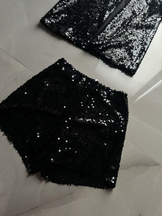 set Imperial sacou cu pantaloni scurti cu paiete negru