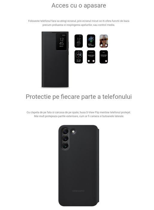 Husa flip activa originala Samsung Smart Clear View Cover S22 5G S901