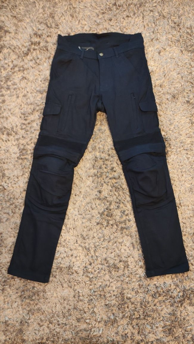 Pantaloni moto Cargo Blue protectii+kevlar marimi 30, 32, 34, 36, 38