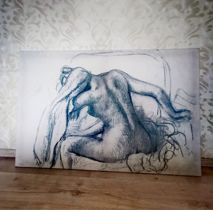 Картина платно принт по ЕДГАР ДЕГА ,Тоалетът, автограф голяма 118х78см