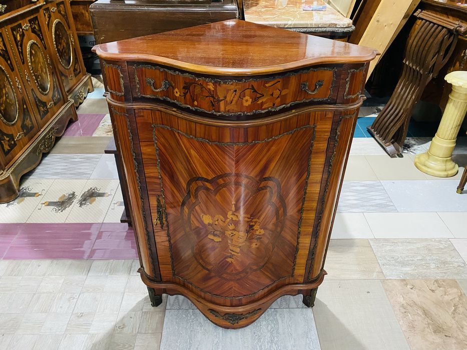 Comoda Colt Lemn Masiv Intarsie Bronz Vintage