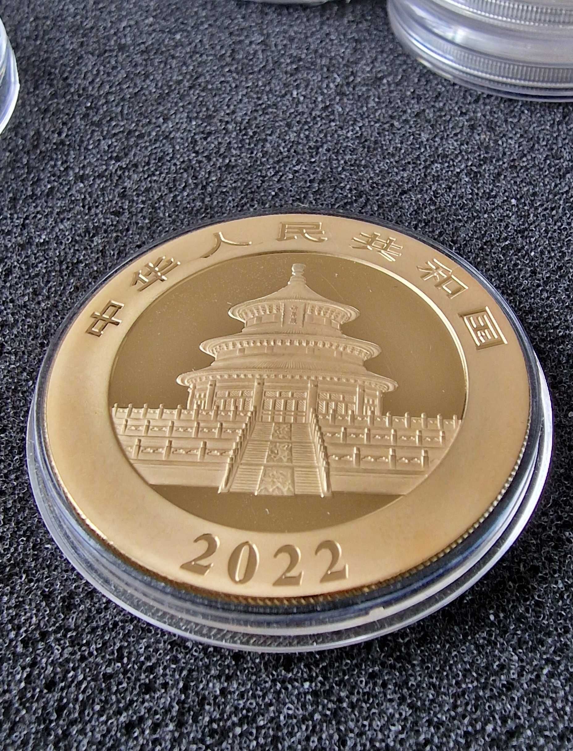Moneda argint China 2022 1 oz aurit foliat