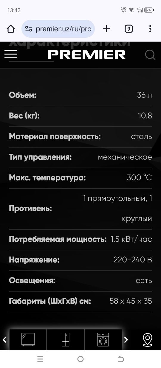 Электрическая мини печь Premier PRM-MED36