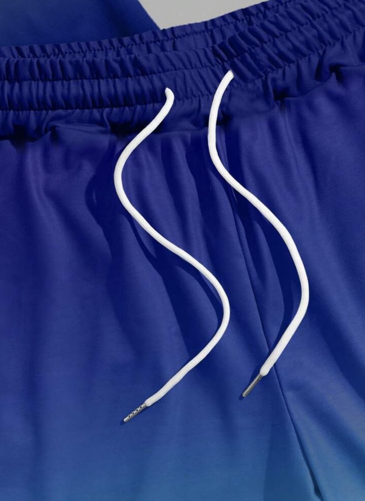 Set vară bărbați tricou şi pantaloni scurți degrade albastru