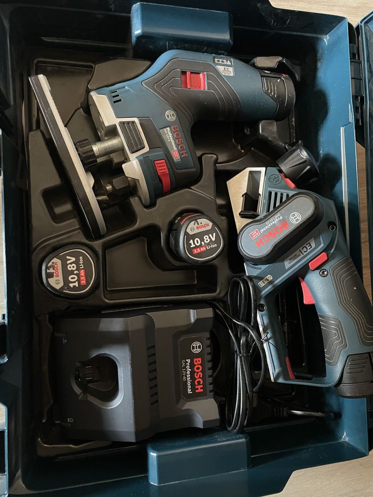 Bosch set 10,8v rindea si freza de canturi