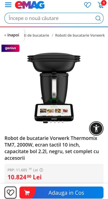 Robot de bucatarie Vorwerk Thermomix TM7, 2000W, ecran tactil 10 inch,