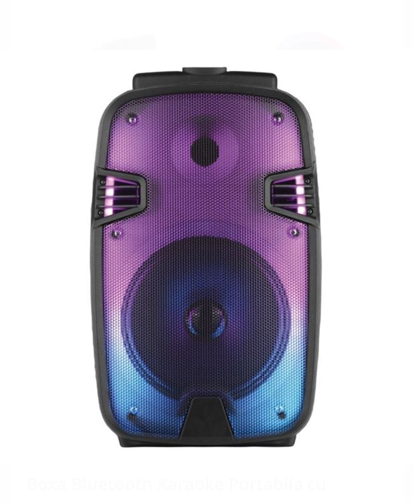 Boxa Bluetooth Karaoke Portabila cu Microfon & LED 20W 24x20.5x41cm