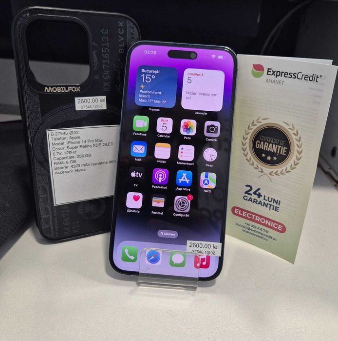 Telefon iPhone 14 Pro Max (AG32 B27546.1) 2 ANI GARANTIE!
