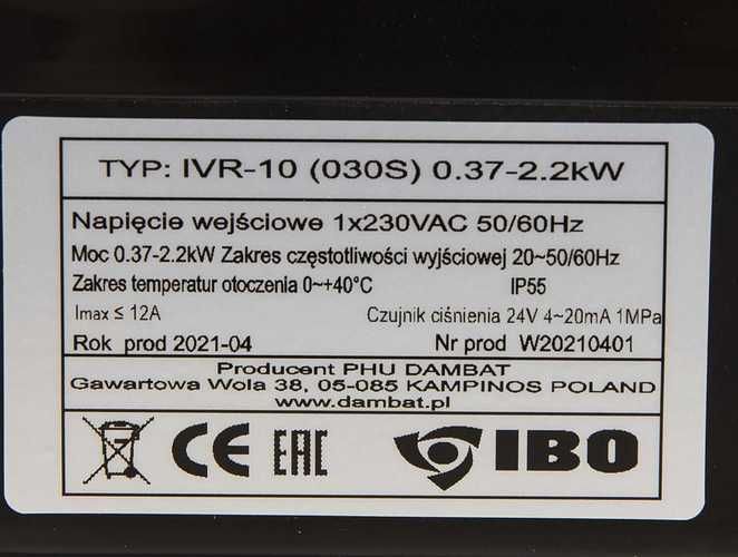 Controler inverter pt Pompe  IBO Dambat IVR-10-30S panou comanda PWM