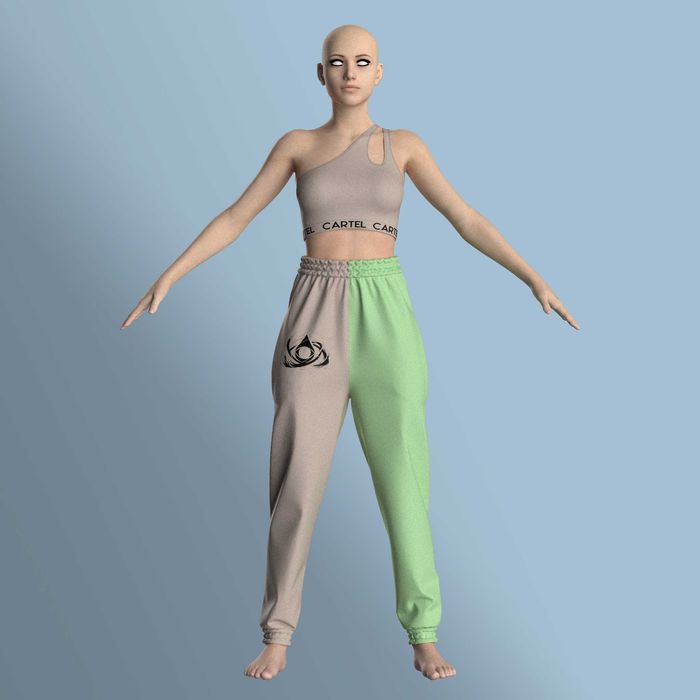 Bustieră sport + pantalon trening CARTEL - femei - 100% bumbac premium