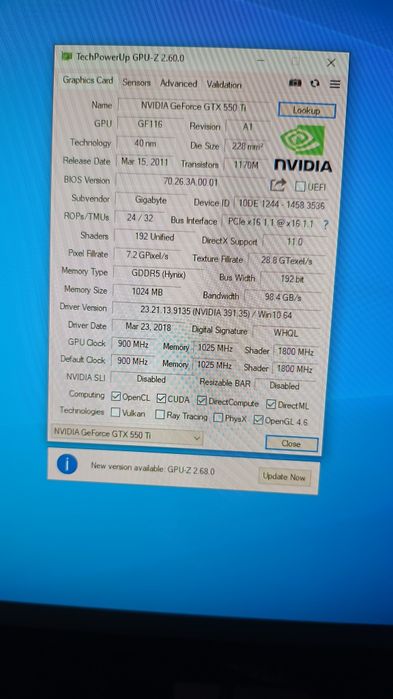 Gigabyte nVidia GTX 550 Ti 1Gb gddr5 192biti