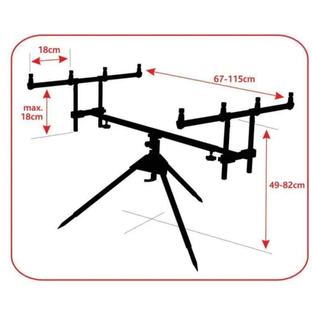 Rod pod aluminiu pt 4 lansete. Produs nou!