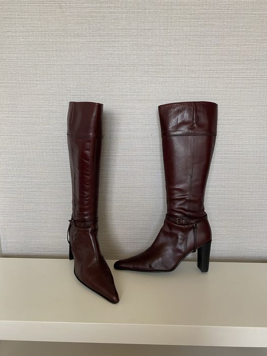 Ботуши естествена кожа н.40 тъмночервени и черни