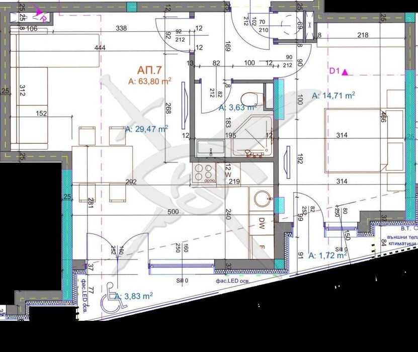 Двустаен апартамент в Братя Миладинови 1287 - 36459