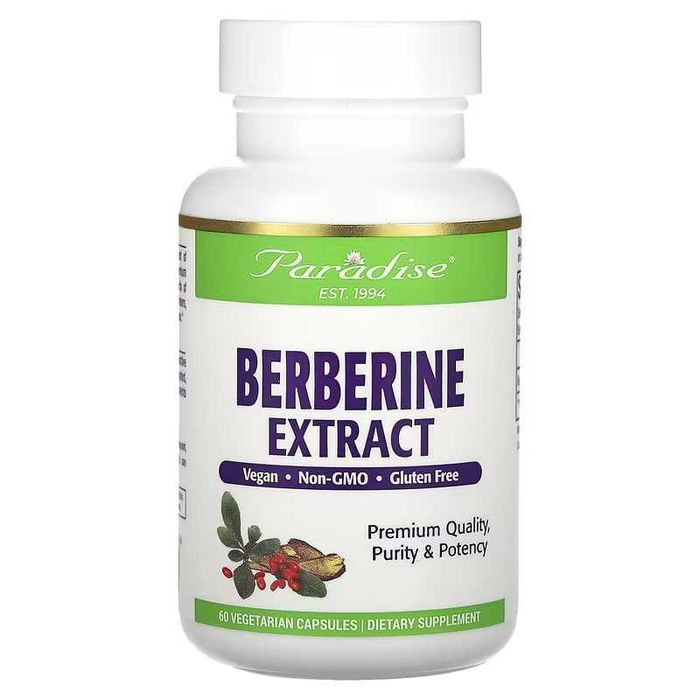 Paradise Herbs, экстракт берберин, 60 вег. капсул. berberin,
