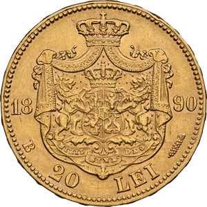 Moneda AUR 20 lei 1883 si 20 lei 1890 Carol I, certificata de NGC