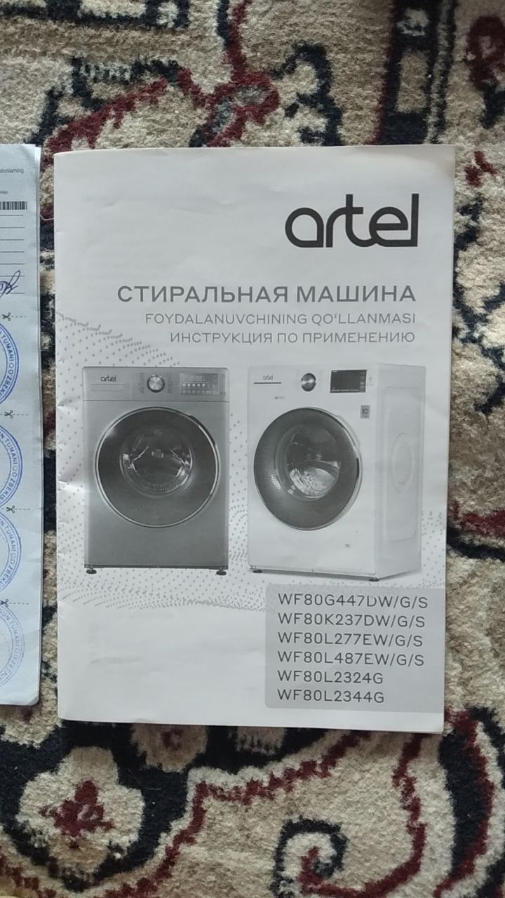 Artel 8kg kir yuvish moshinasi garantiyasi bor