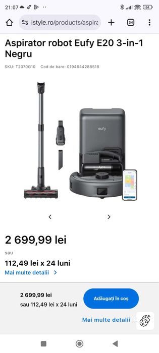 aspirator robot eufy  e20 3 in 1 , Nou